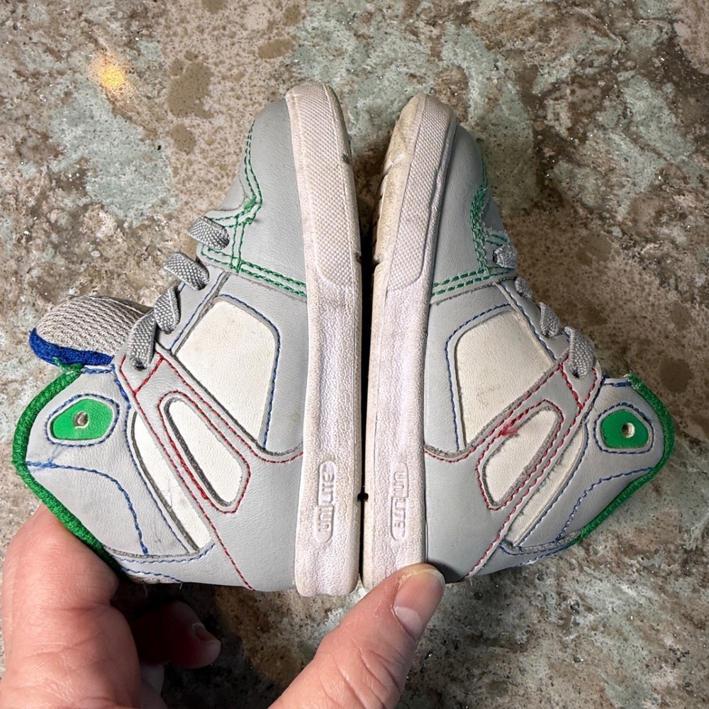 DC Shoes Kids Toddler Pure High Top Sneakers Gray Blue Green Leather Size 5 - Picture 3 of 5